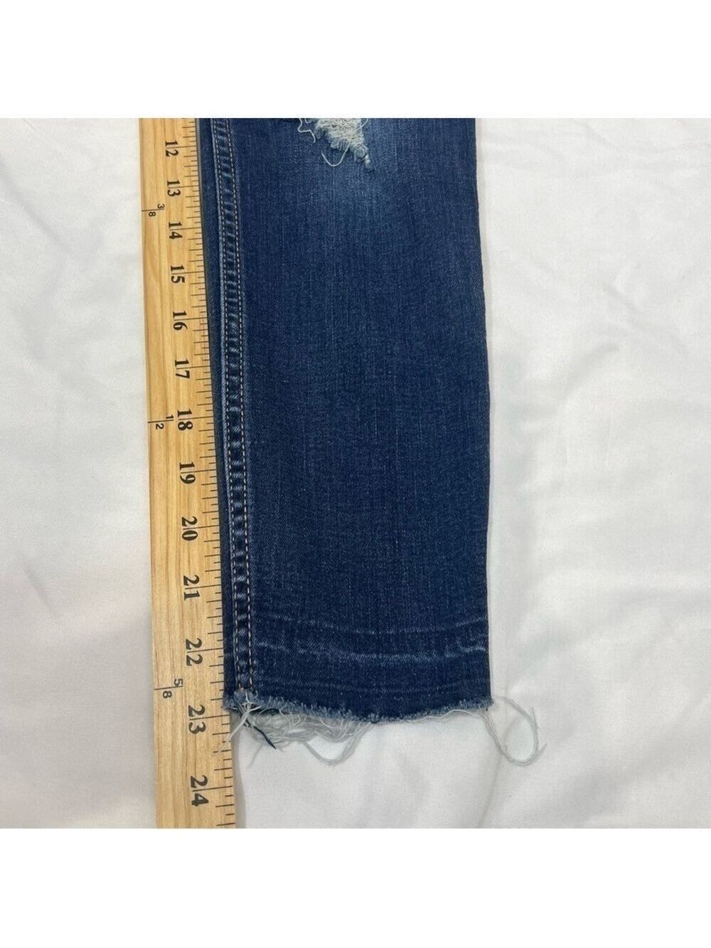Hollister Jeans Womens Sz 5 S Blue High Rise Super Skinny Crop Distressed 27x24 - Picture 8 of 14